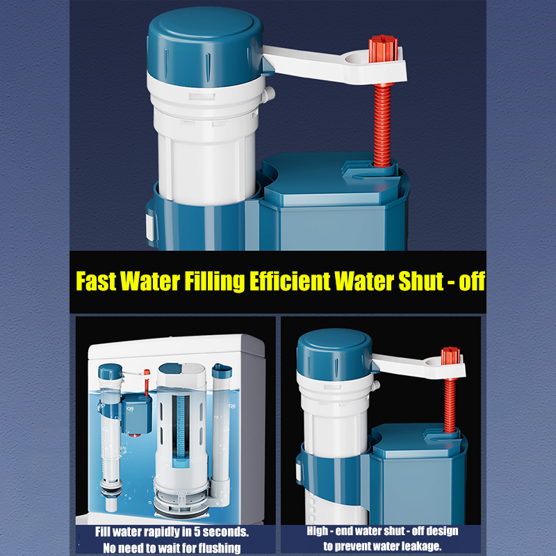 Toilet Single Flush Valve Press Button Lever Inlet Valve Outlet Valve ...
