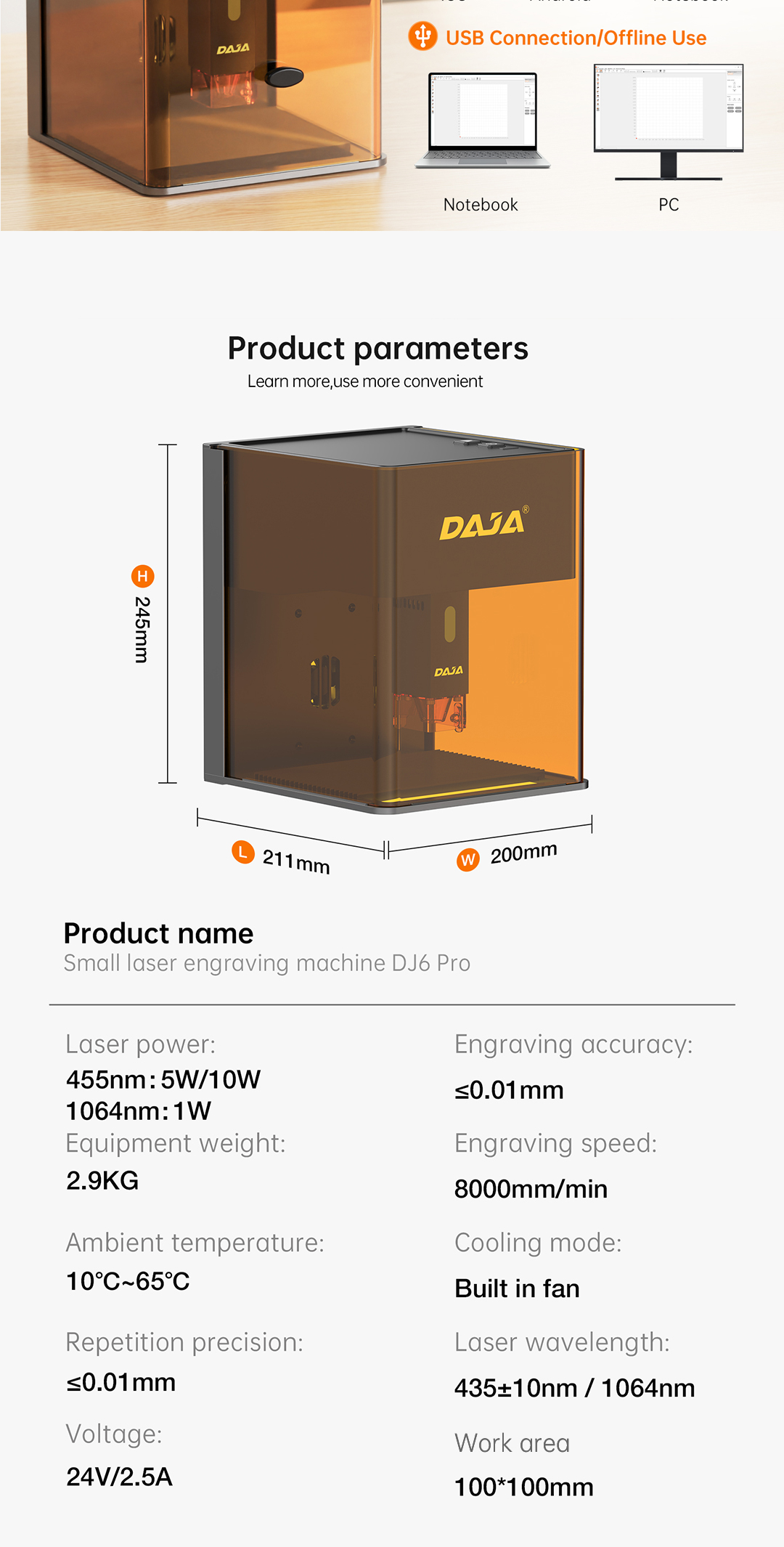 DAJA DJ6 Pro Laser Engraver Machine New Upgrade Fully Protected ...