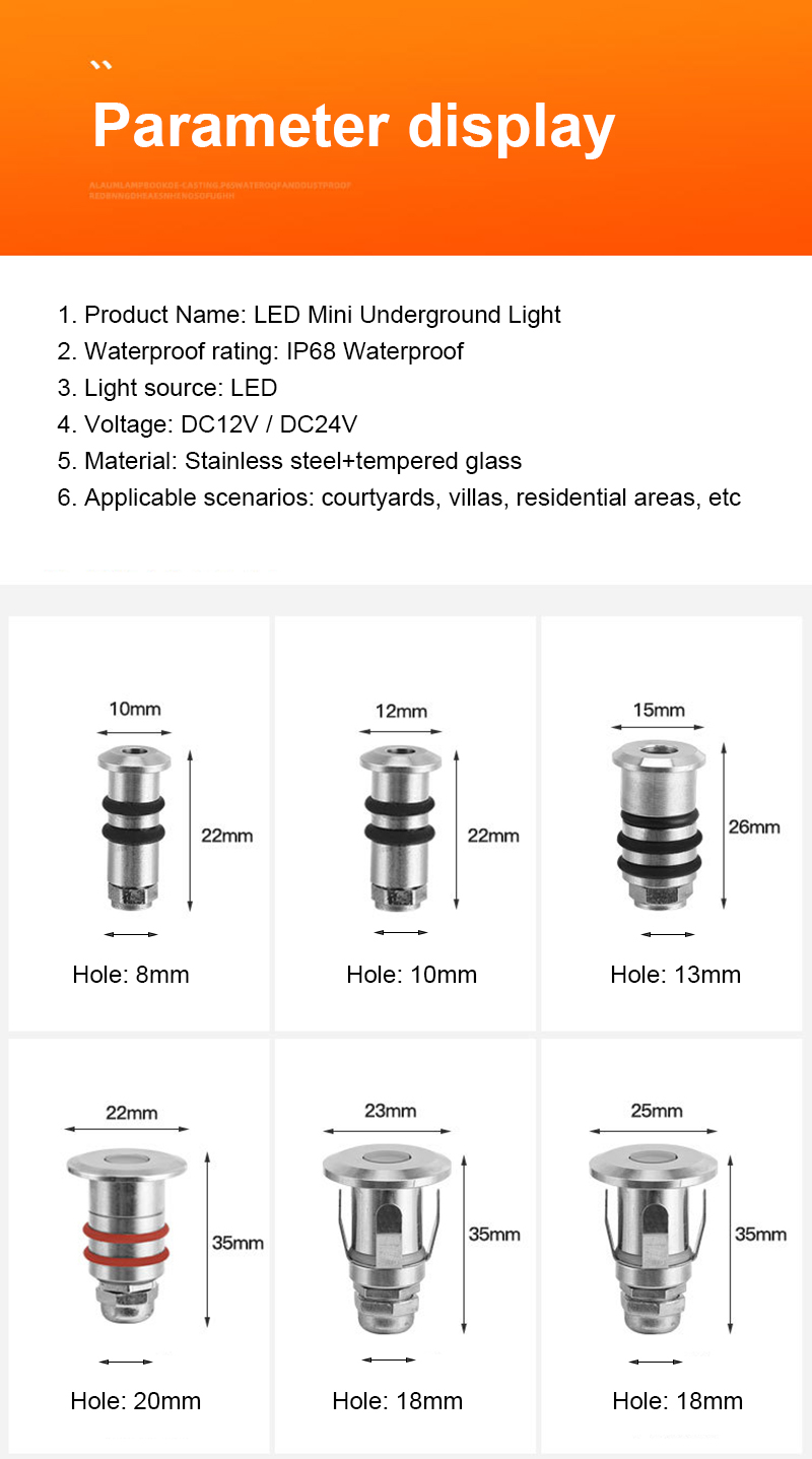 DC12V 24V Mini LED IP68 Waterproof Stainless Steel Pool Underwater ...