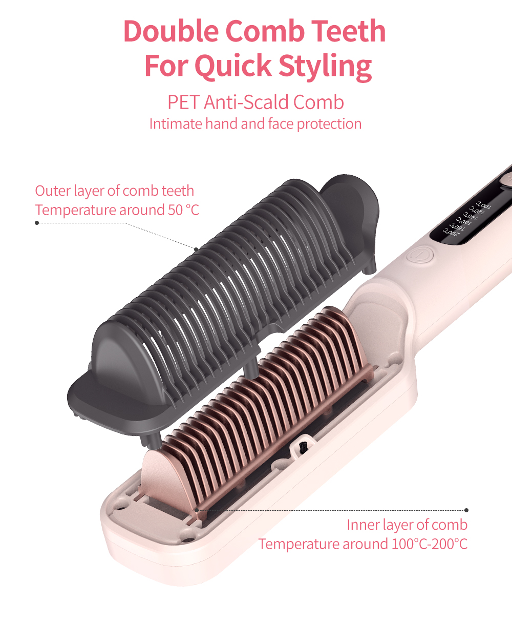 Simplus Pink Dual-Use Inner Buckle 6 Temperature Levels Straight Hair ...