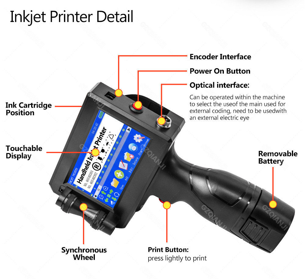 INKP05 Handheld Inkjet Printer With Black Ink Cartridge 12.7mm Half ...