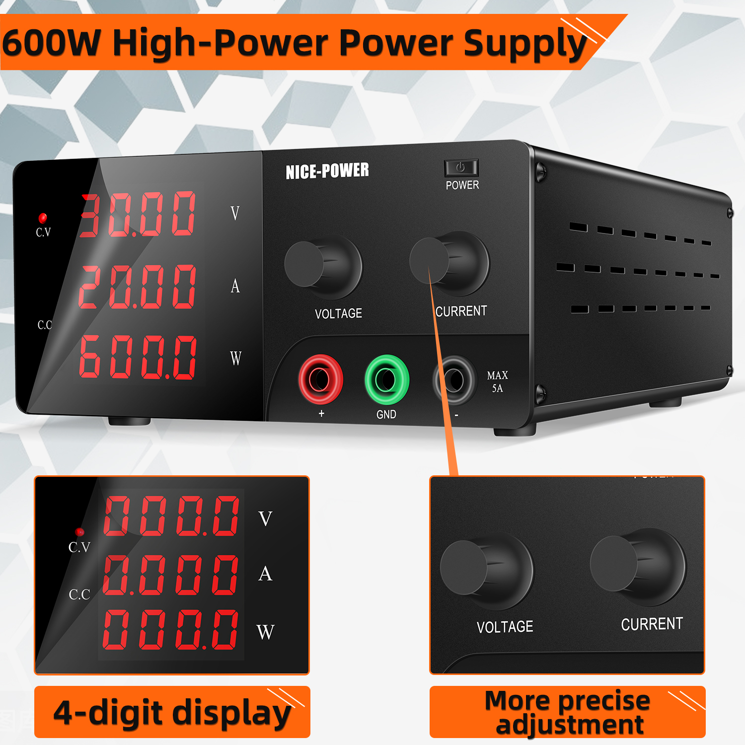 NICE POWER High Power Lab Adjustable DC Power Supply 30V 60V 20A ...