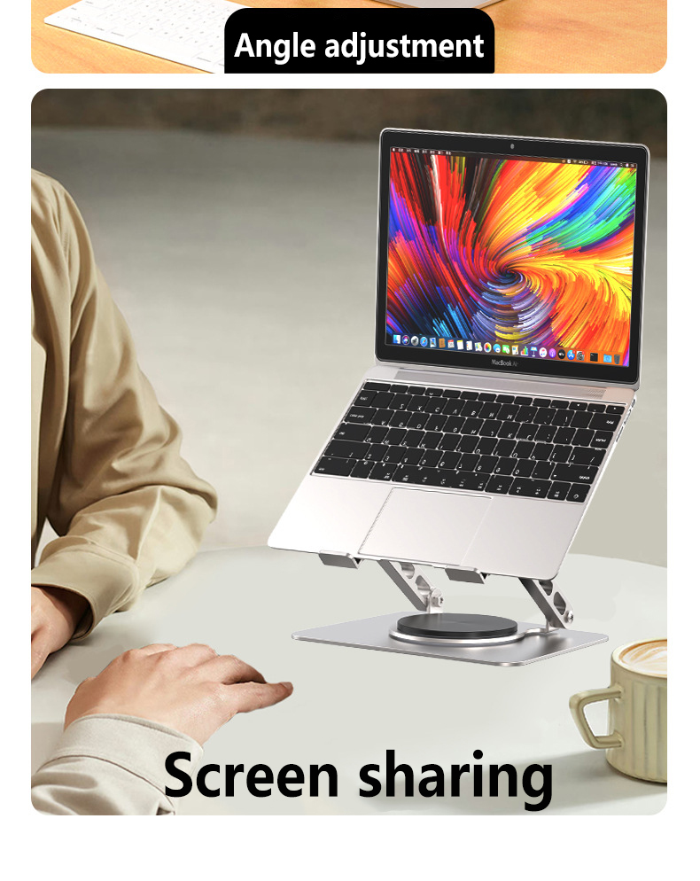 Pendirian Komputer Riba 360° Rotating Laptop Stand Foldable Desktop ...
