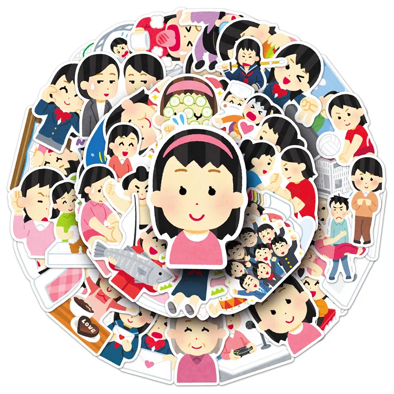 50PCS Japan Irasutoya Stickers Illustration Graffiti Sticker Funny ...