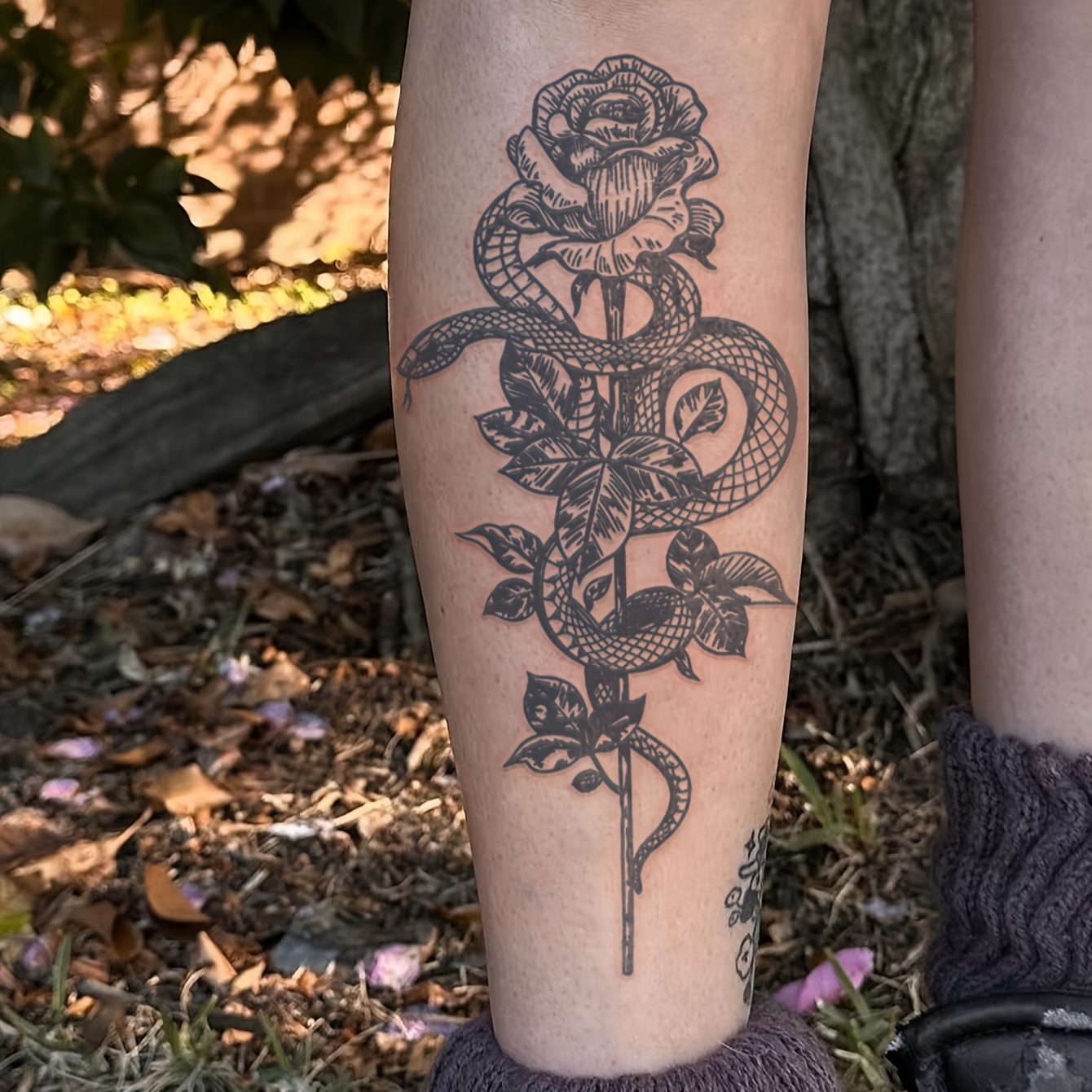 8PCS Waterproof Temporary Tattoo Sticker Black Snake Dragon Totem Flash Tatto Tiger Flowers Roses Body Art main image 0