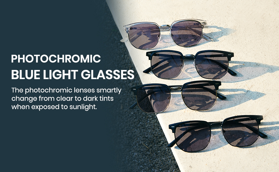 Cyxus Photochromic Anti-blue Light Color Changing Glasses Eyebrow Frame ...