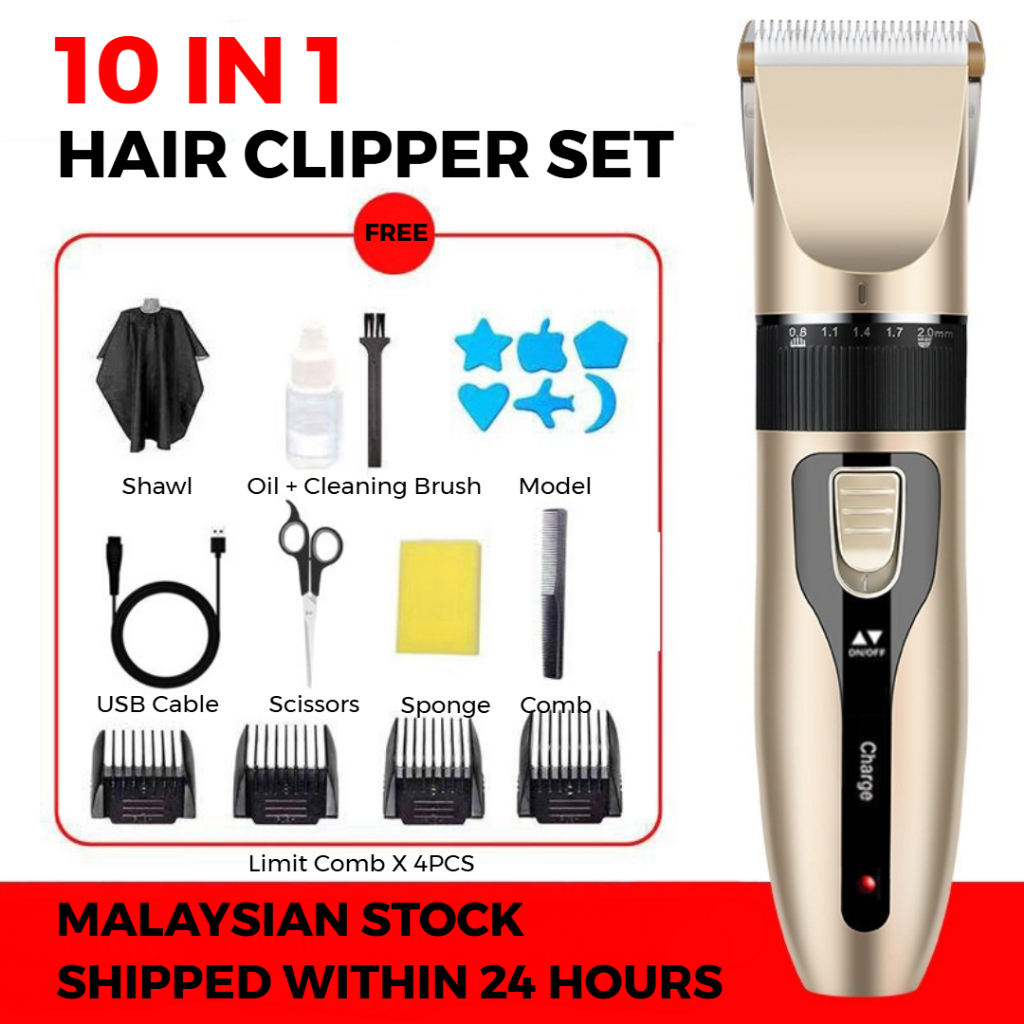 Professional Electric Hair Clippers Rechargeable Razor Trimmer ...