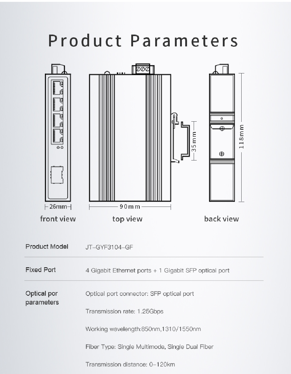 JT-COM Gigabit 1/4/5/8/16 port Ruggedized Switch Industrial 1/2 SFP And ...