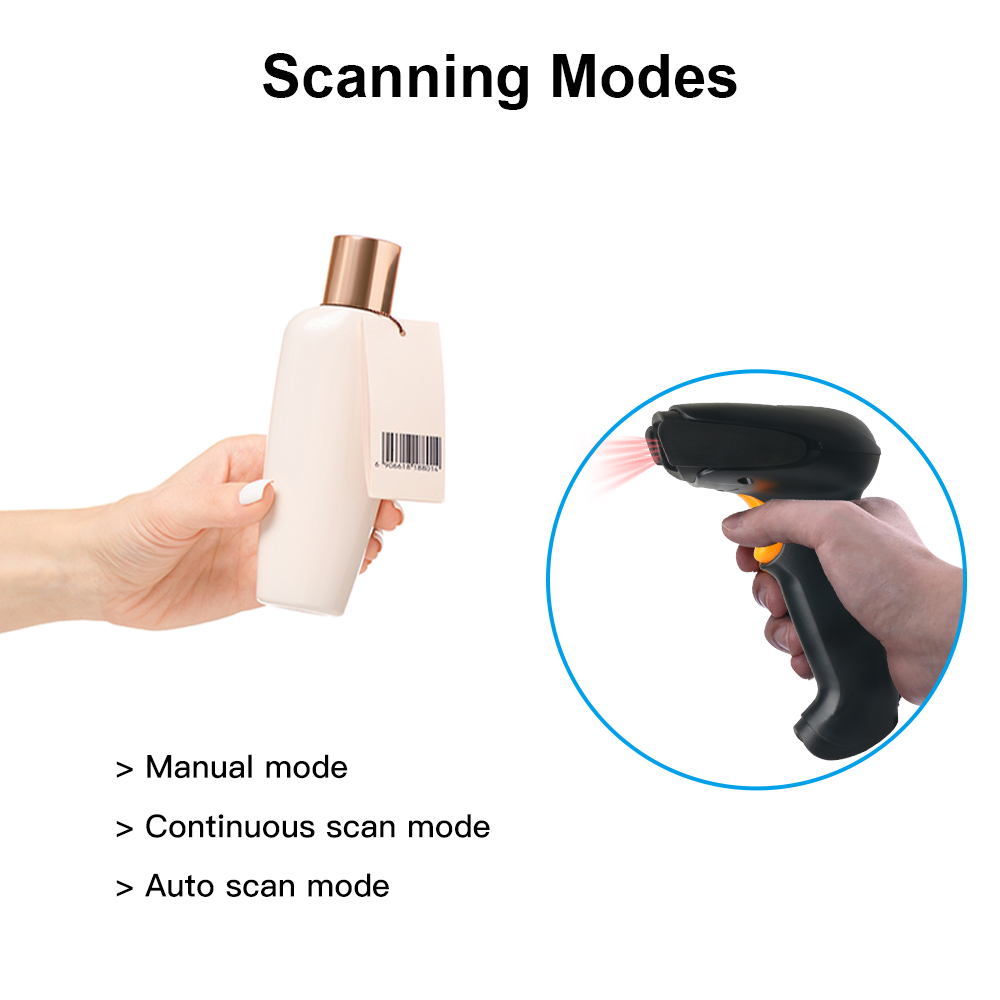 Bluetooth Barcode Scanner, 2D 1D QR Code Screen Scanners Automatic ...