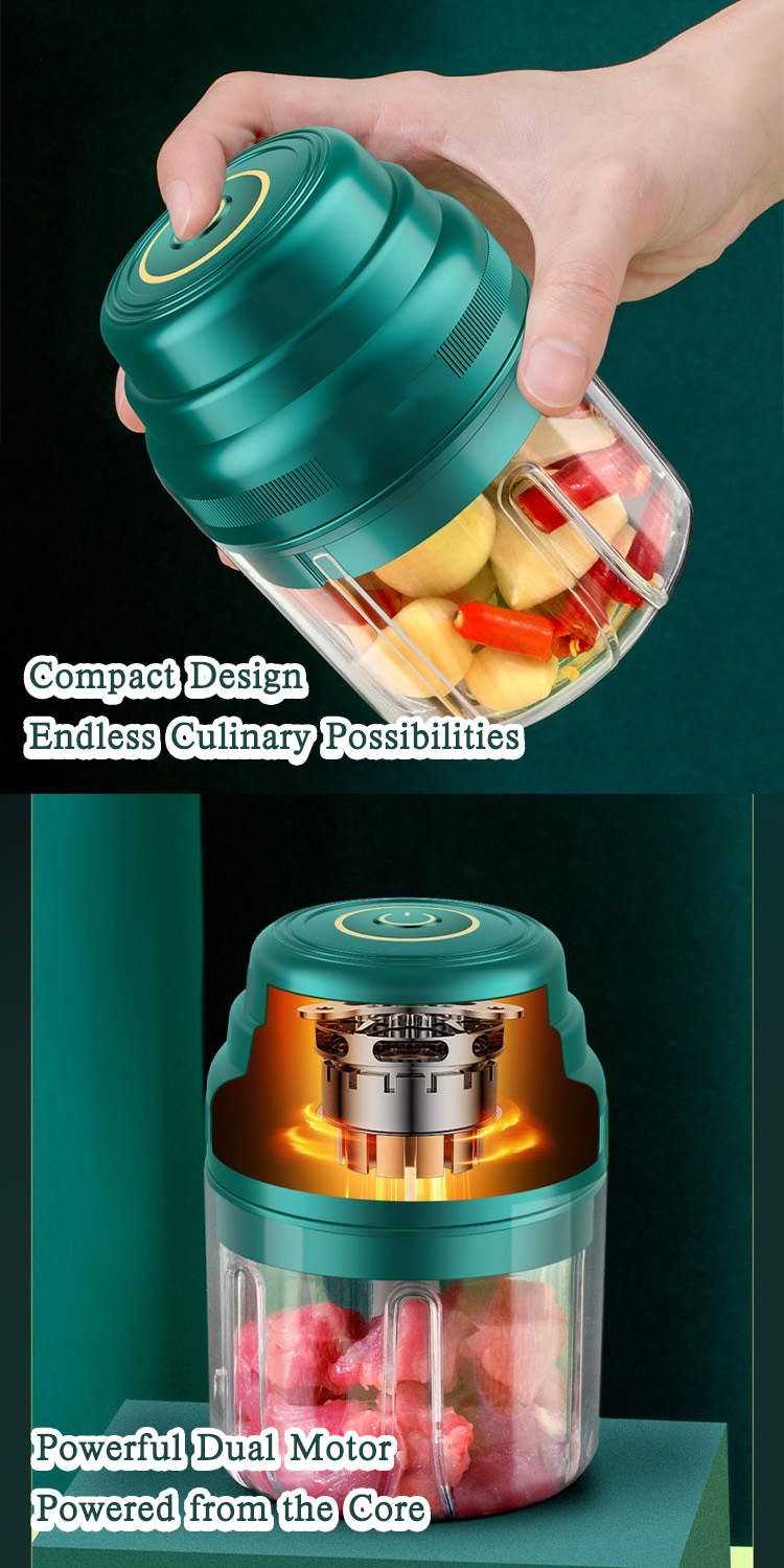 Portable Electric Mini Food Processor with 6-Blade Design - Garlic ...