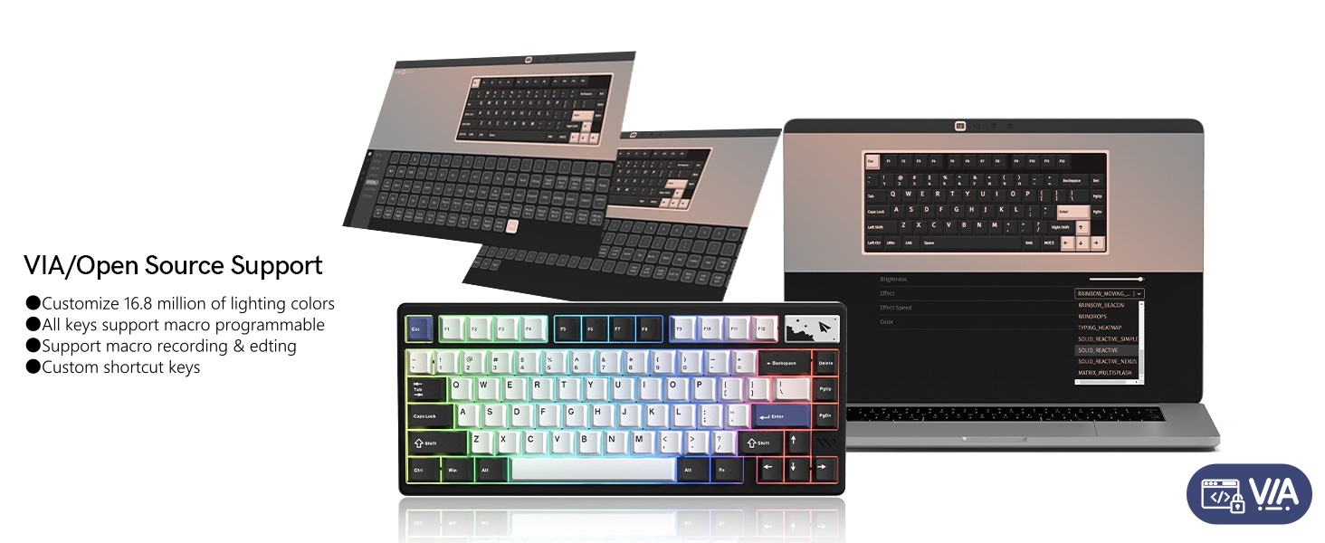 Womier SK71 Pro 75% VIA Support Wireless Aluminum Mechanical Keyboard ...