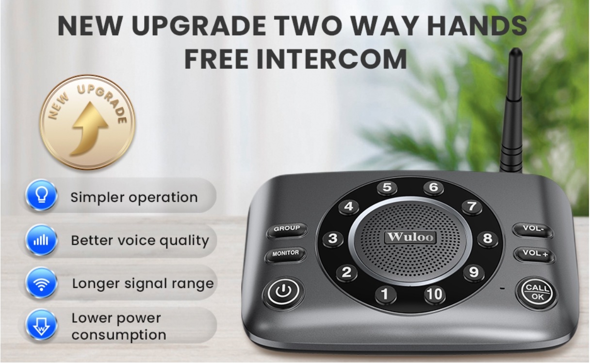 Hands-Free Two Way Intercoms Wireless for Home Business, Upgrade Audio ...