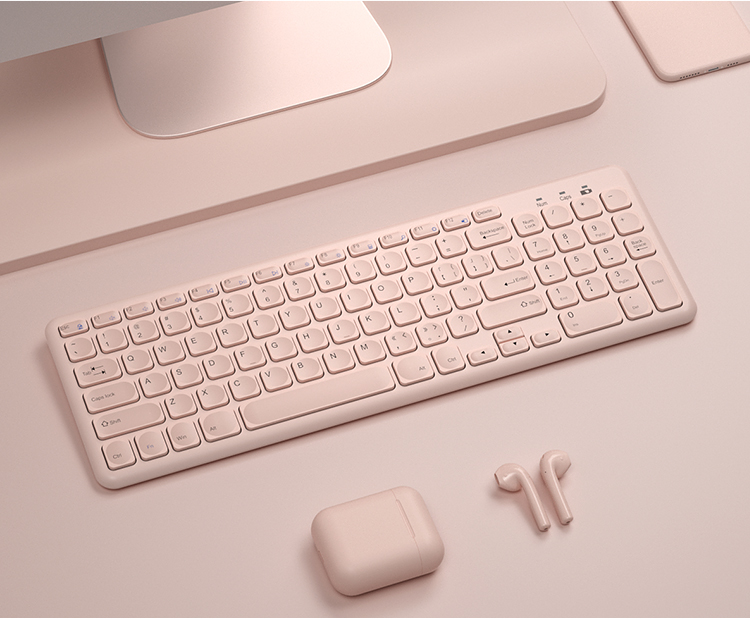 B.O.W Ergonomic Wireless Keyboard And Mouse Set - Black/White/Pink ...