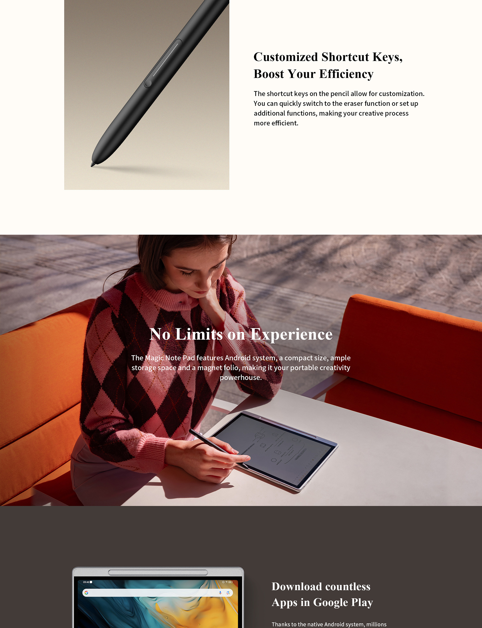 XPPen Magic Note Pad 11 inch World-first 3-in-1 Color Note Pad 128GB E ...