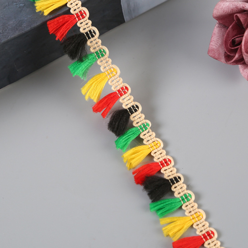 2 yards Lace Trim Sewing Ribbon Tassel Fringe Cotton Ethnic Latin Dress ...