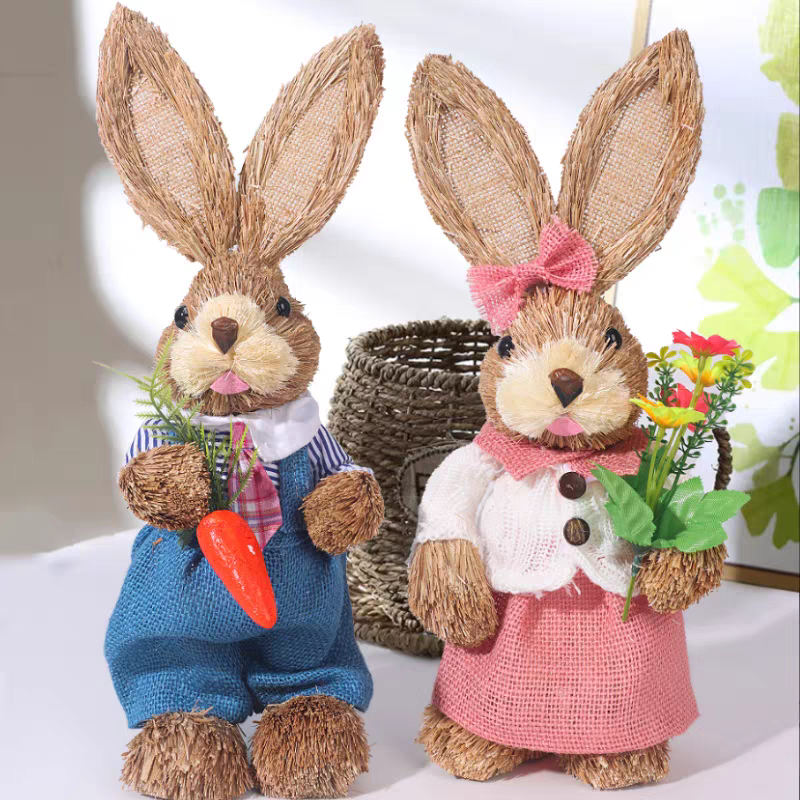 DIY straw rabbit garden statue, rabbit model H 35cm | Shopee Malaysia