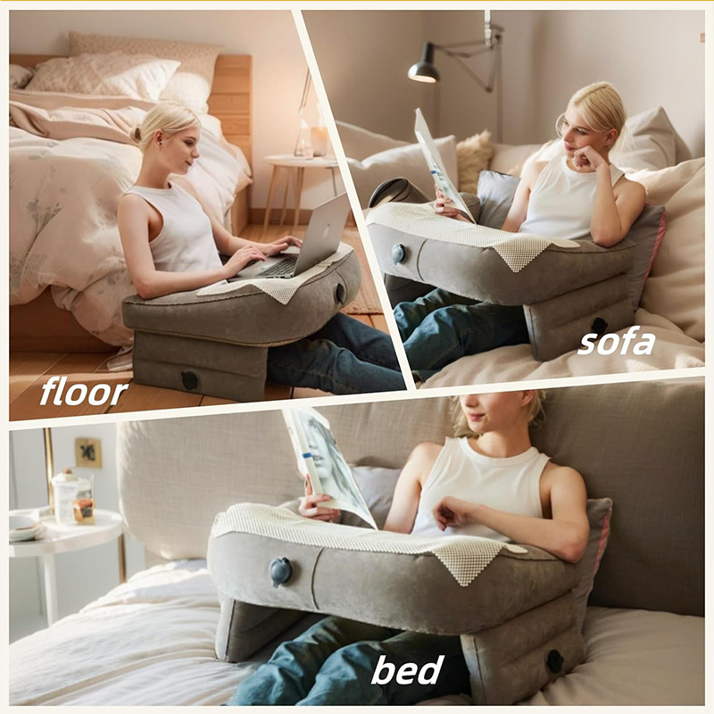 Inflatable reading desk sofa with armrests, flocked computer desk, a ...