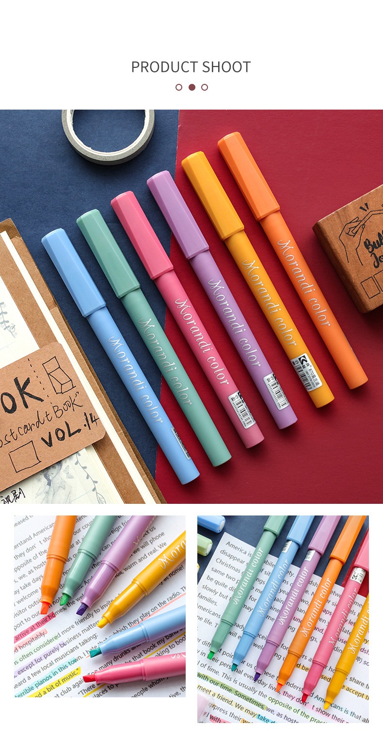 Penlab 6pcs Morandi Color Highlighter Pen Set Valve Type Vintage ...