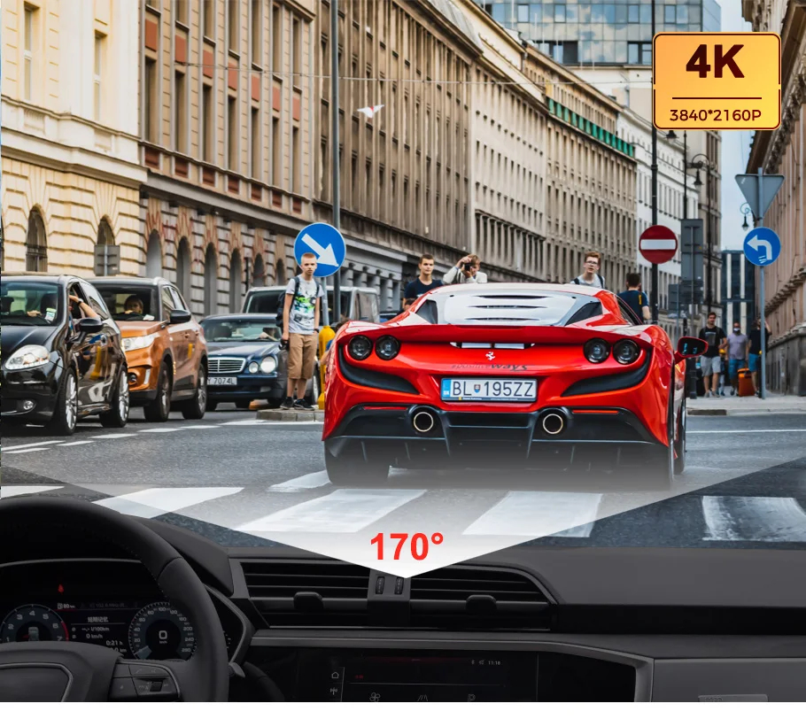 EKLEVA 4K+2K 12 Inch WIFI Rear View Mirror Dash Cam Camera 3840*2160P ...