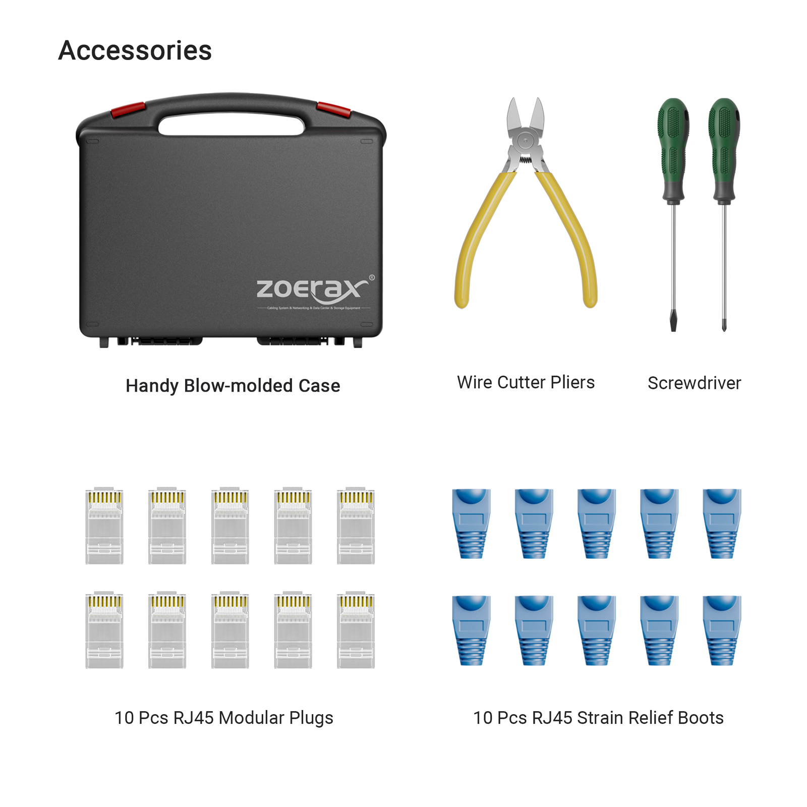 ZOERAX Network Tool Kit RJ45 Pass Through Crimper Cable Tester Wire ...