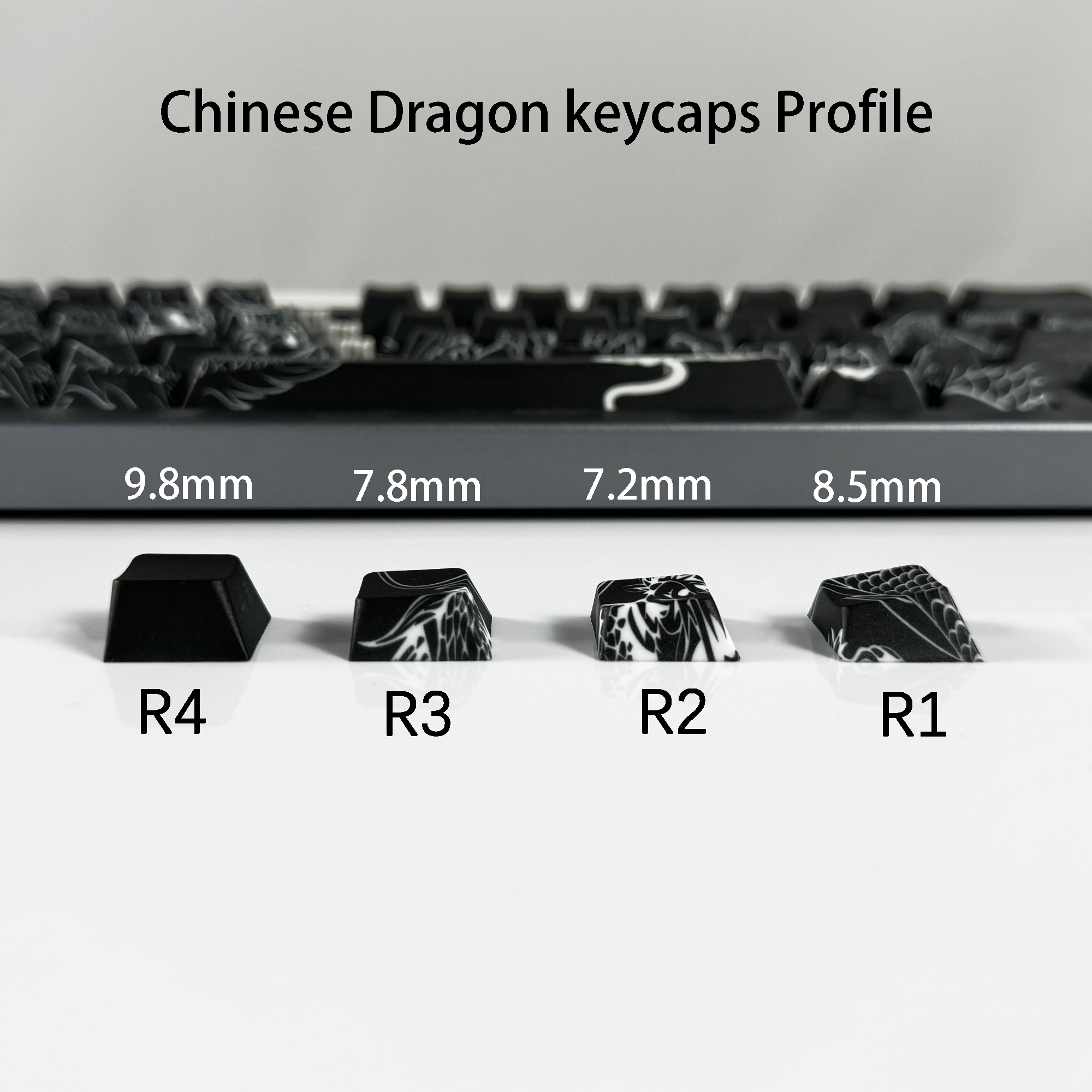 YMDK Chinese Dragon Shadow Keycaps Side-lit PBT Dye Sub Cherry Profile ...