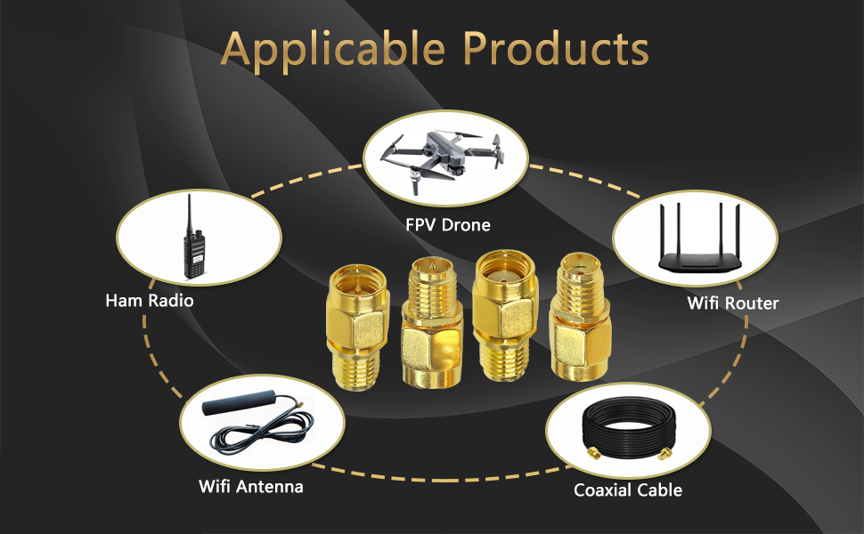 Ahoaepy 4pcs SMA Antenna Connector Cable Gender Changers