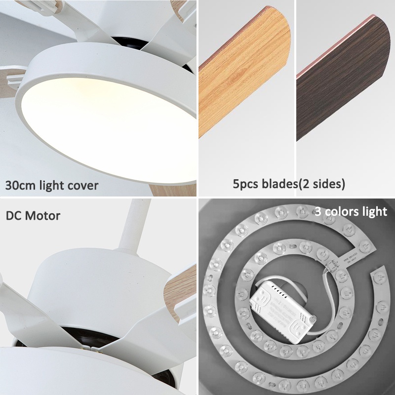 42/48/52 Inch Ceiling Fan With Light DC Motor 6 Speed 5 Blades Ceiling ...