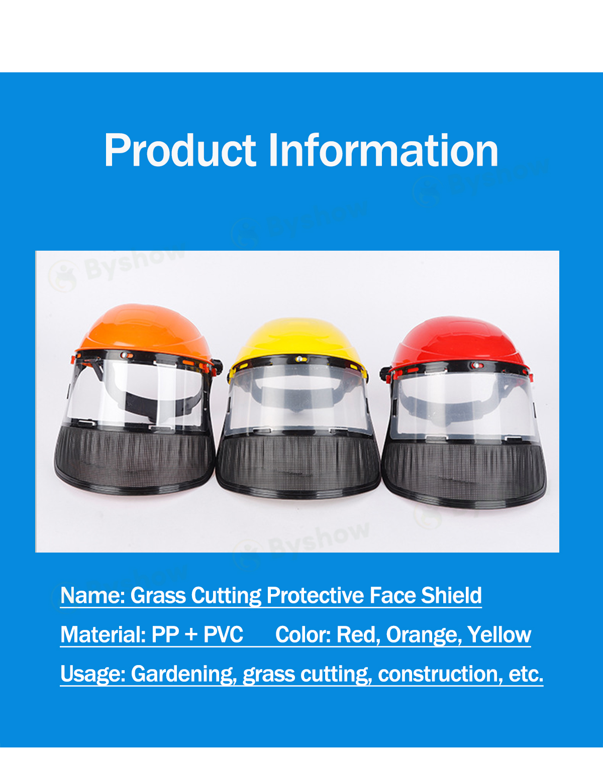 【Byshow】Full Face Mesh Safety Helmet Lawn Mower Protective Mask with ...