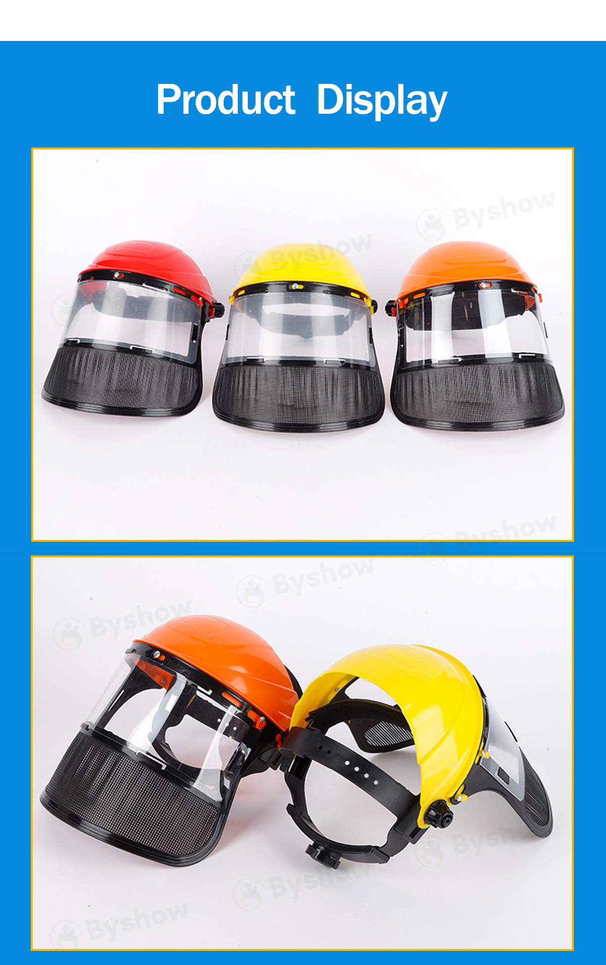 【Byshow】Full Face Mesh Safety Helmet Lawn Mower Protective Mask with ...