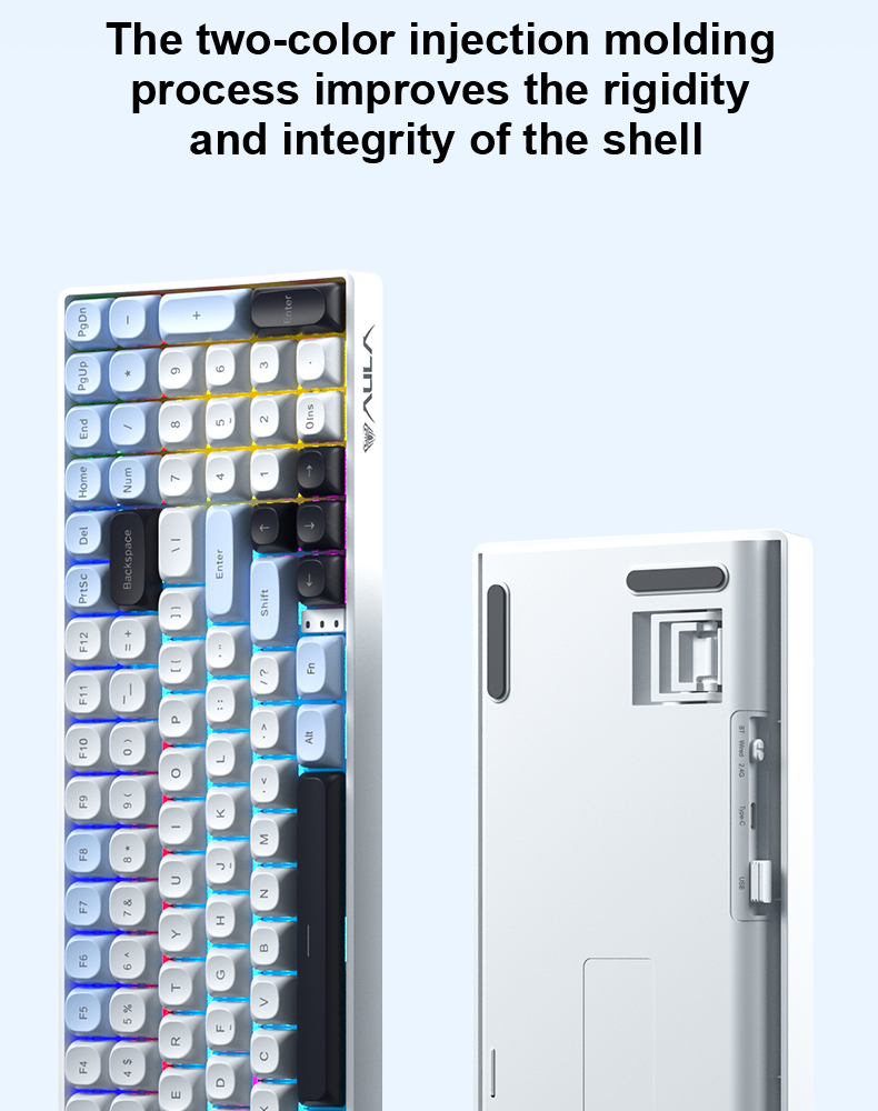 AULA S100 S100PRO Mechanical Keyboard 99 Key Mixed Light PBT Keycaps ...