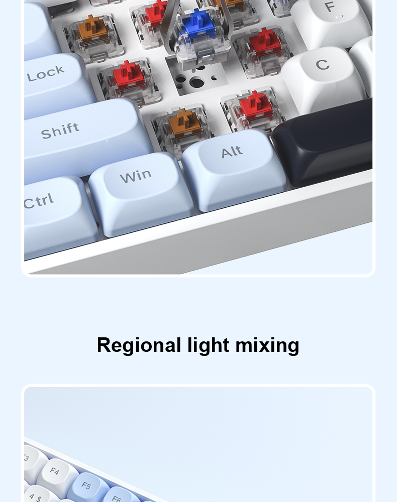 AULA S100 S100PRO Mechanical Keyboard 99 Key Mixed Light PBT Keycaps ...