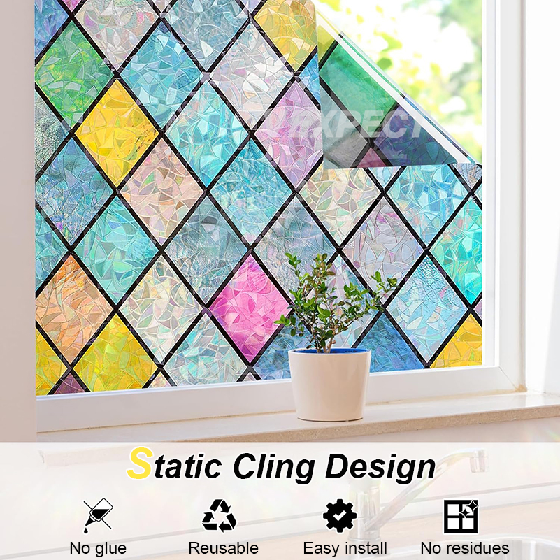 Decorative Stained Window Sticker, Rainbow Glass Sticker for Window ...