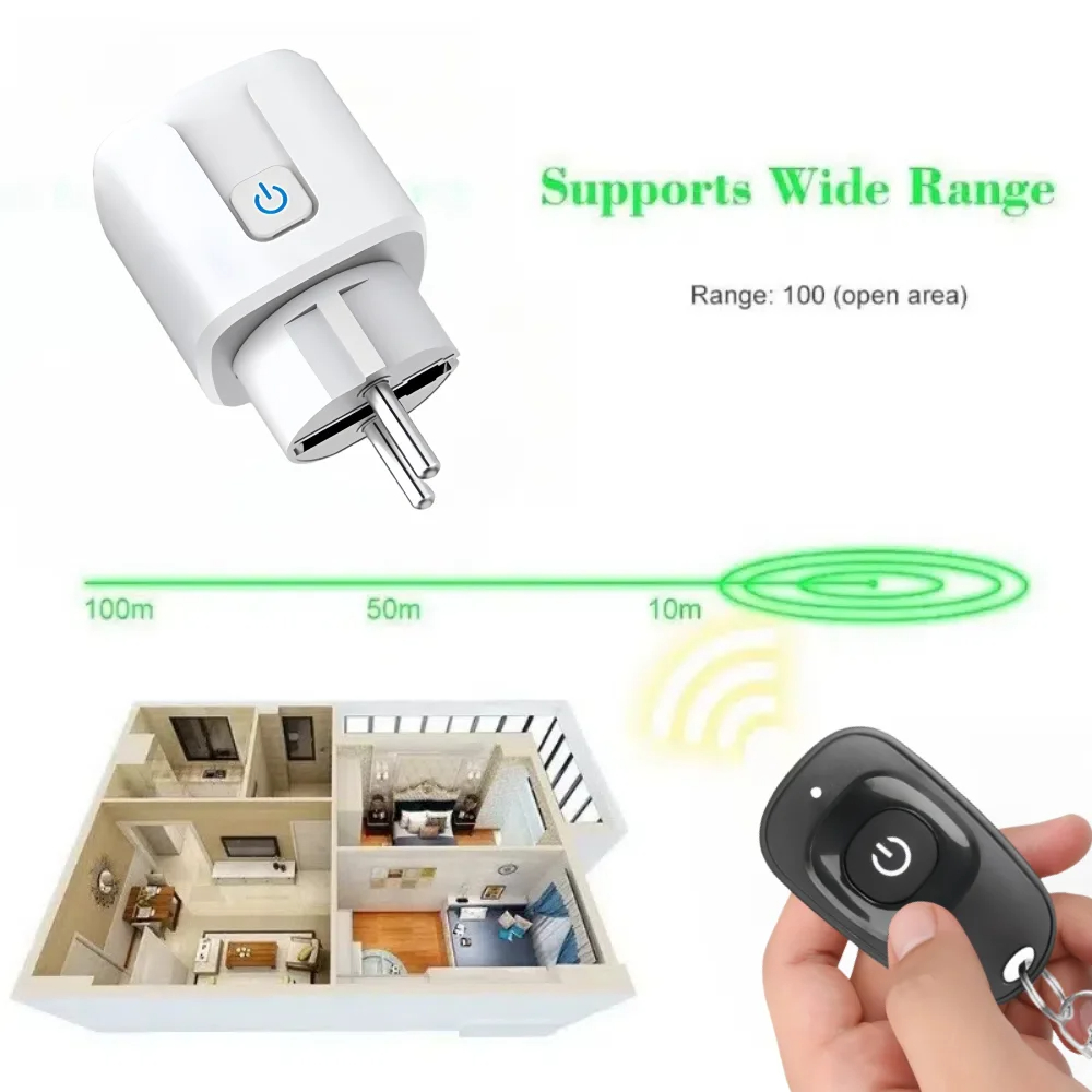 RF 220V 16A Electrical Socket 433MHz Wireless Remote Control Plug 3000W ...