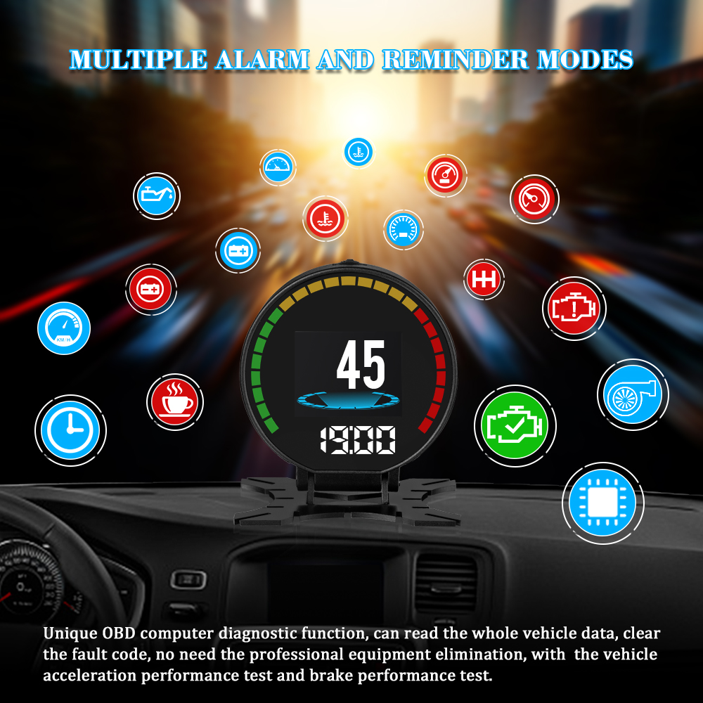 P15 Car Digital Head-up Display OBD2 HUD Display Smart Digital Meter ...