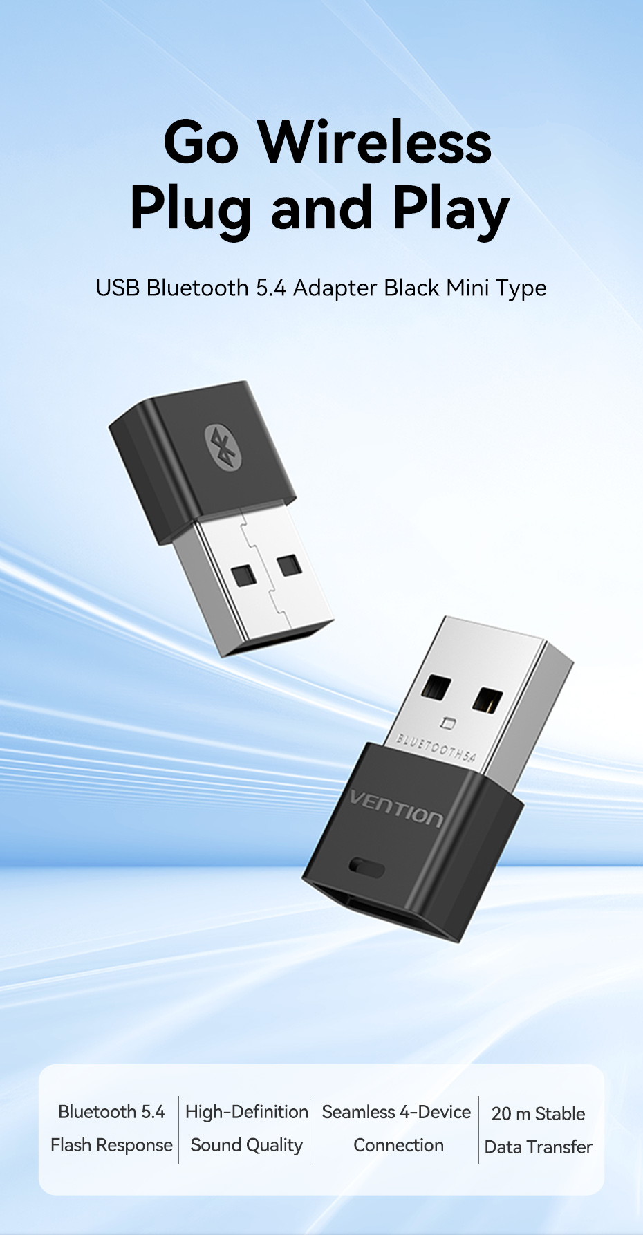 Vention USB Bluetooth Adapter 5.4 Bluetooth Transmitter USB Dongle ...