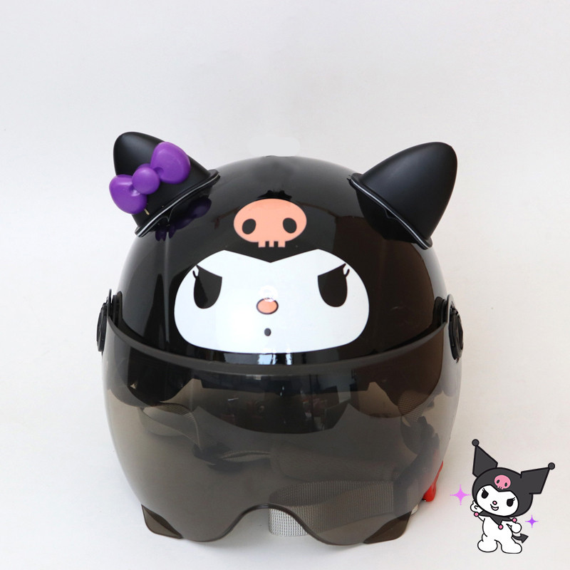 NEWZdk Sanrio Kuromi Cartoon Helmet Retro Cute Helmet motorcycle Harley ...