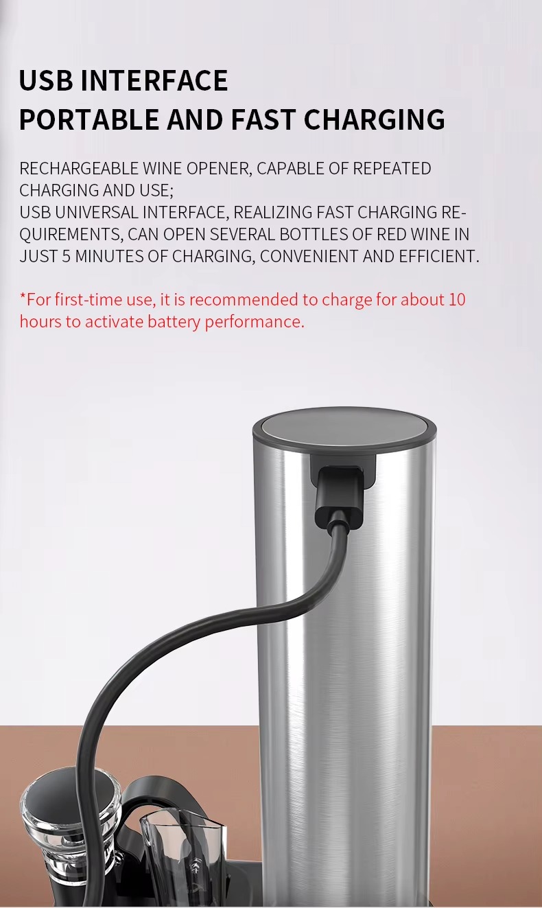 Rechargeable Electric Wine Corkscrew Set 5-Piece Metal Shell usb ...