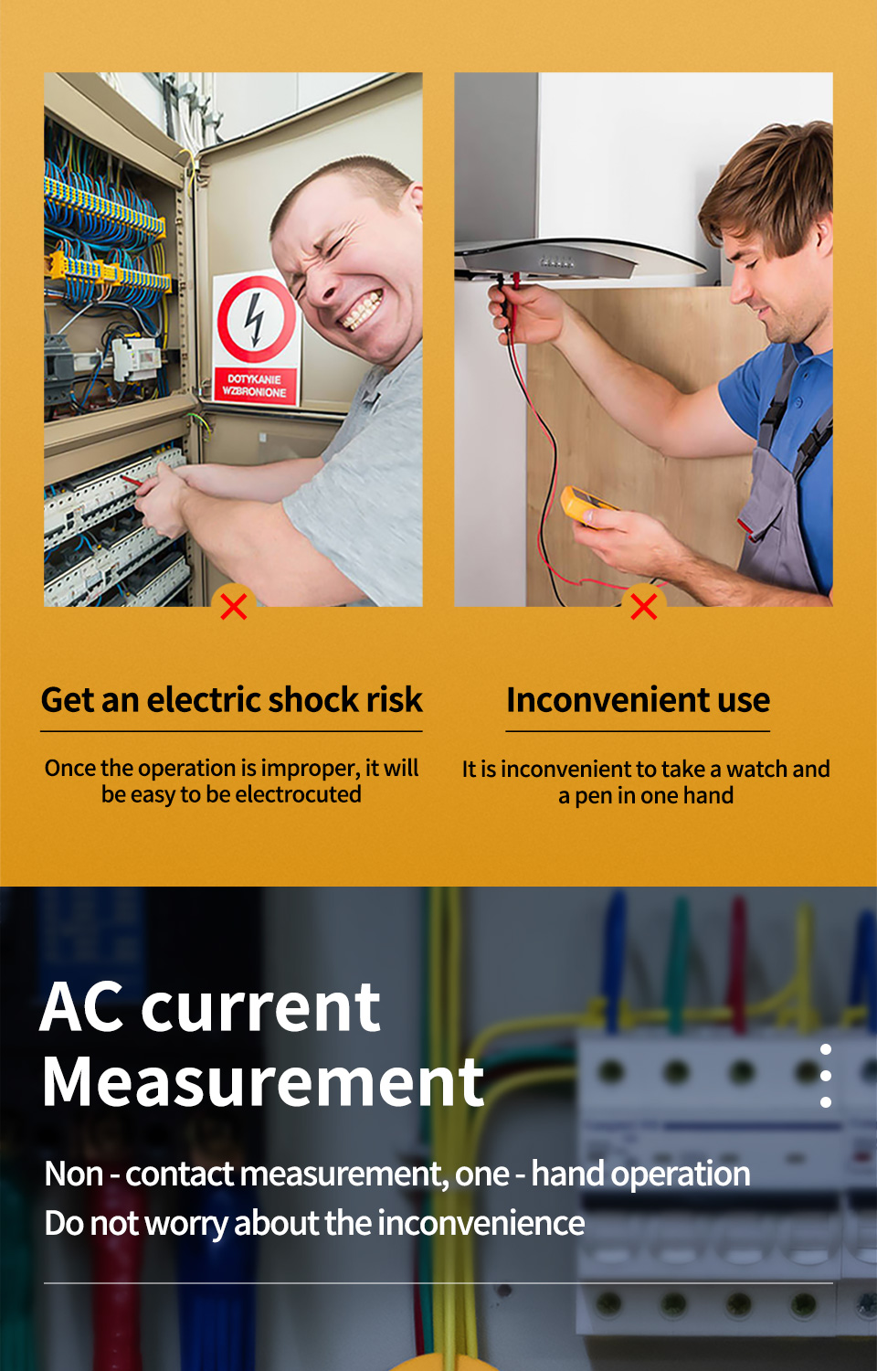 ANENG DT3266F Mini Digital Clamp Multimeter, AC/DC Voltage, Amperage ...