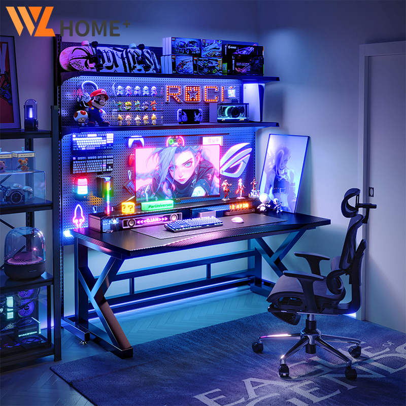 Metal Storage Rack Gaming Room Setup Accessories Adjustable Book Shelf ...