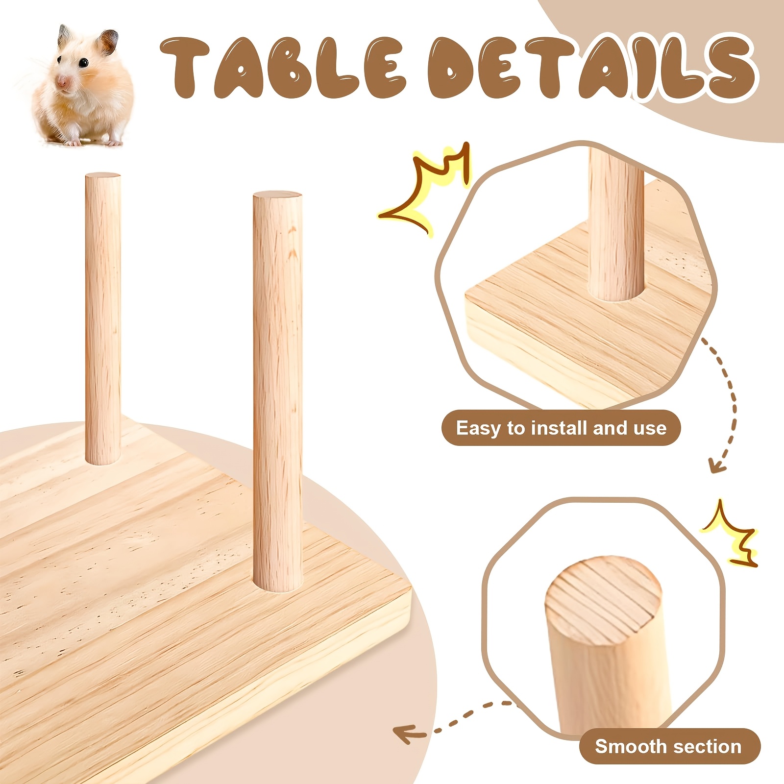 Low Vision Hamster Cage Accessories For Beginners Reference: Natural Wooden Hamster Game Platform Strong Small Pet Cage Accessories