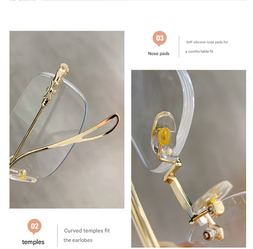 Anti Radiation Glasses for Women Men Rimless Eyeglass Computer Eyewear ...