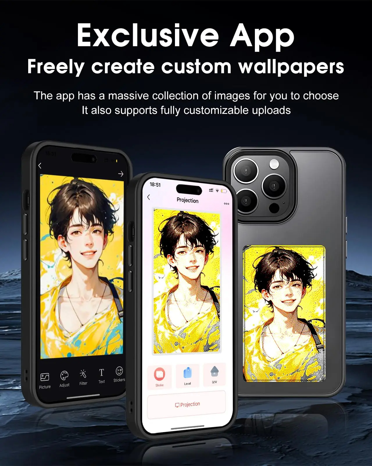 Smart NFC E ink phone case For iphone 16 15 14plus 13 ProMax High end ...