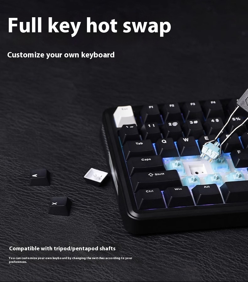 Produktbild von EPOMAKER TH85 QMK/VIA Custom Mechanische Gaming-Tastatur Kabellos, Hot Swap Creamy Gaming-Tastatur,USB/2.4Ghz/Bluetooth, Gasket-Mount, Für PC/Mac/Office /Gaming