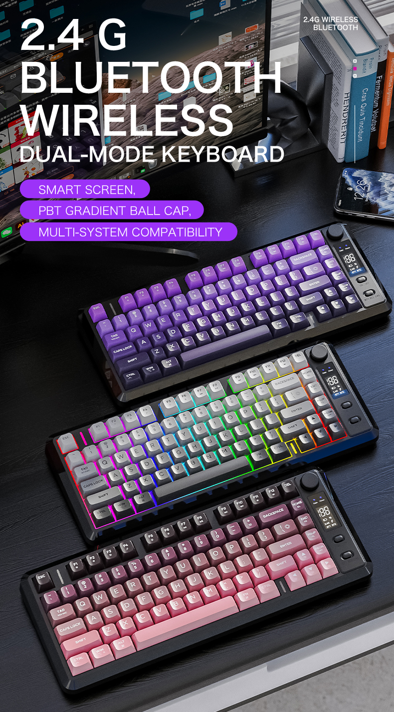 FREEWOLF M75 82 Key Compact Wireless Gaming Keyboard Dual Mode ...
