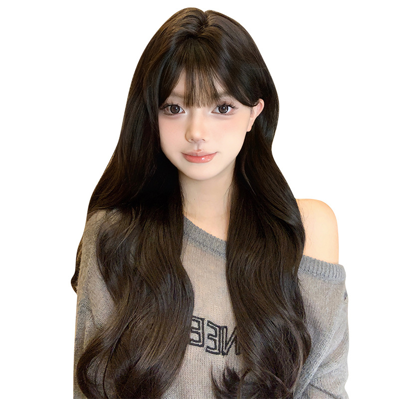 Long Wavy Lace Front Wig | Natural Full Synthetic Hairpiece with Free ...