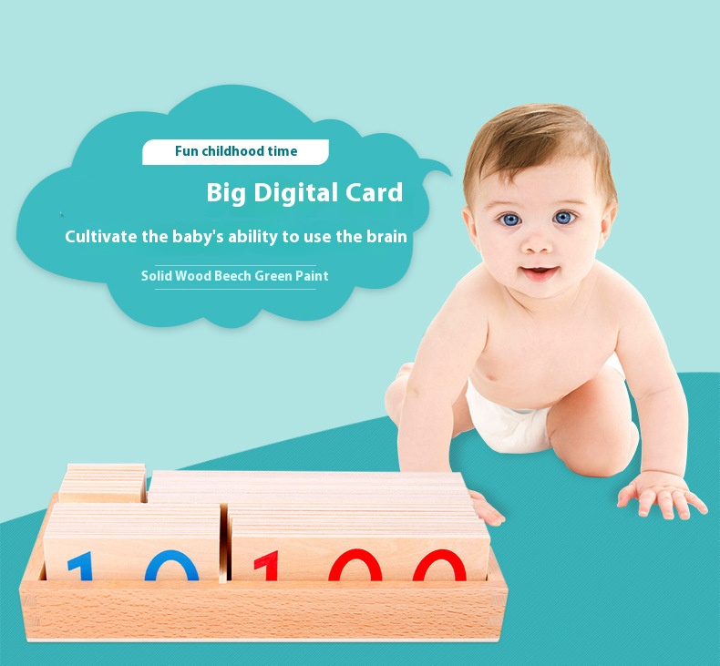 Treeyear Montessori Math Material Wooden Number Cards 1-9000 with Box ...