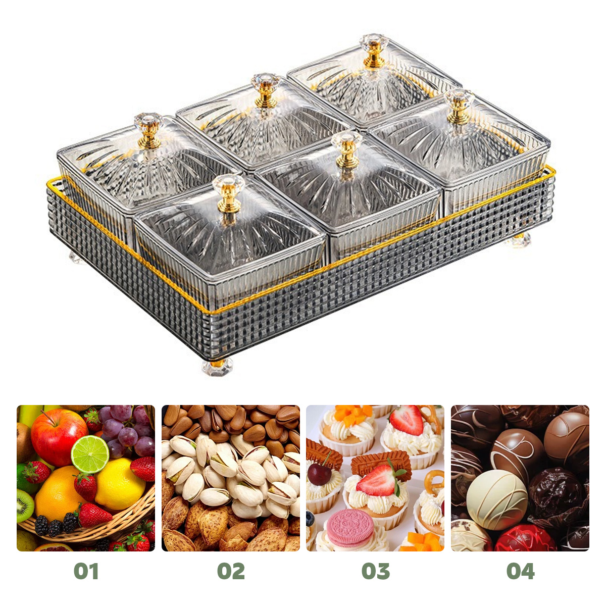 4/6 in 1 Nuts Storage Box and Multi-functional Acrylic Storage Box for ...
