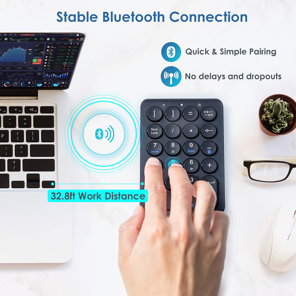 Jomaa Portable Number Pad 22 Keys Bluetooth Numeric Keyboard ...