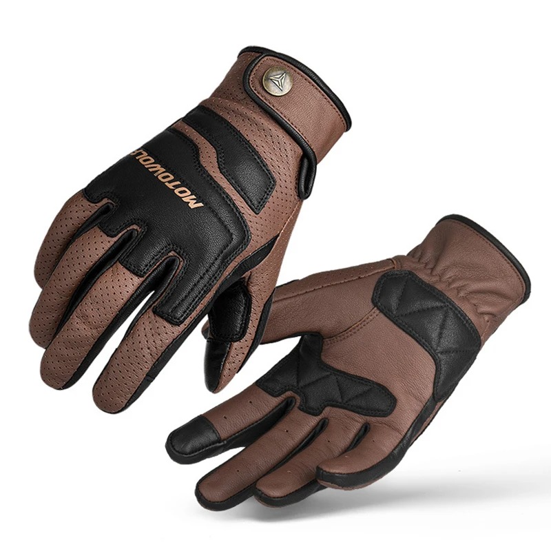 MOTOWOLF Men's Vintage Goatskin Leather Motorcycle Gloves Padded ...