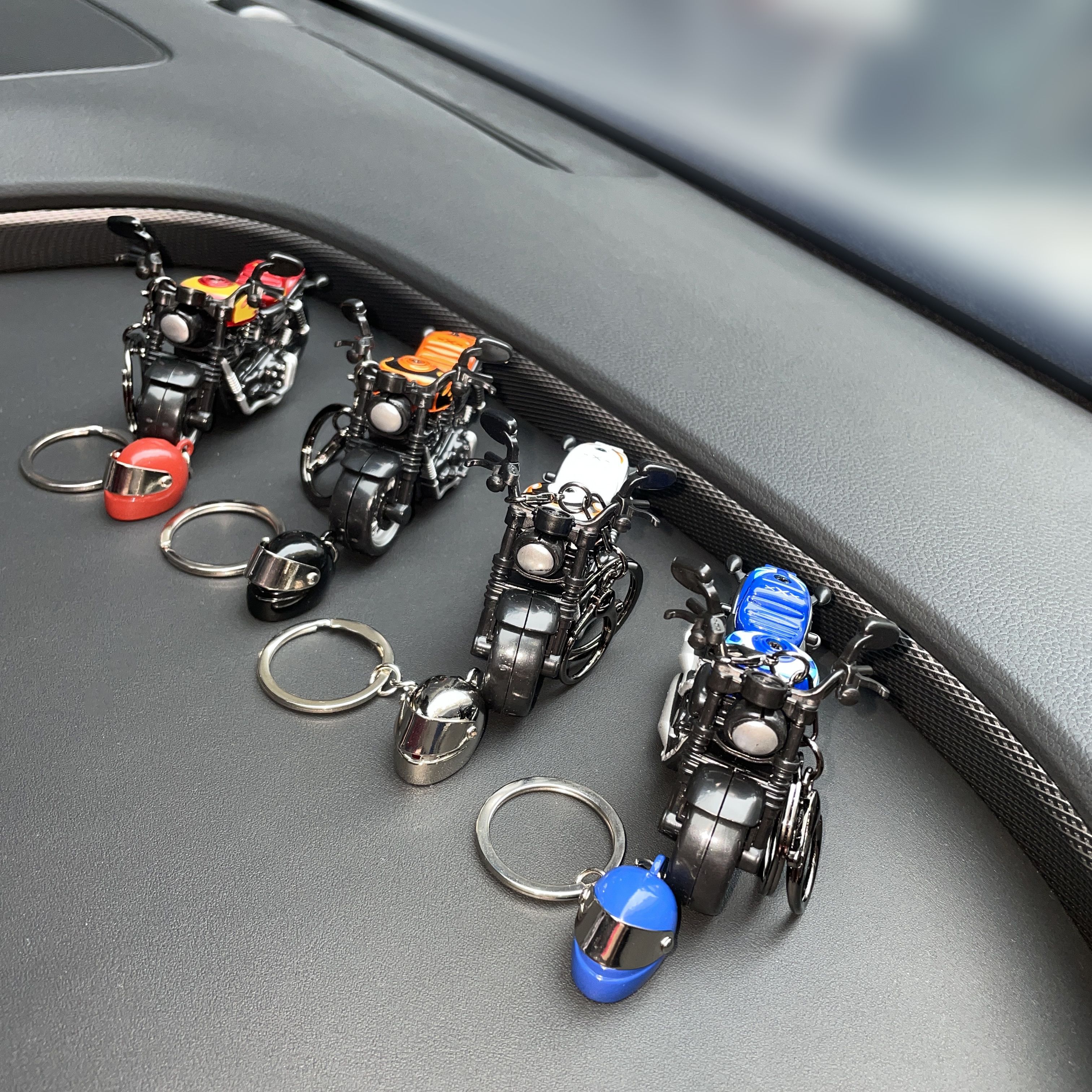 Mini Motorcycle & Helmet Keychain Set Creative Trend Unisex Biker Fan ...